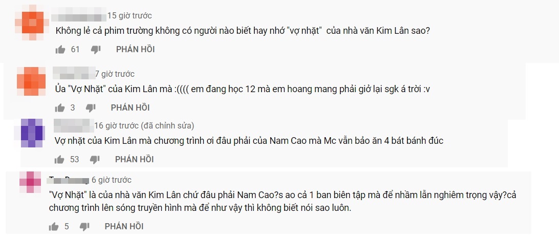 Những phản hồi của khán giả sau khi xem chương trình. Ảnh chụp màn hình