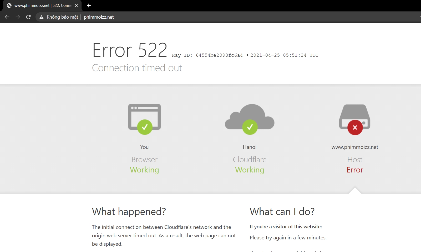 Mới đây nhất, phimmoizz đã bị 'bay màu'. Ảnh chụp màn hình