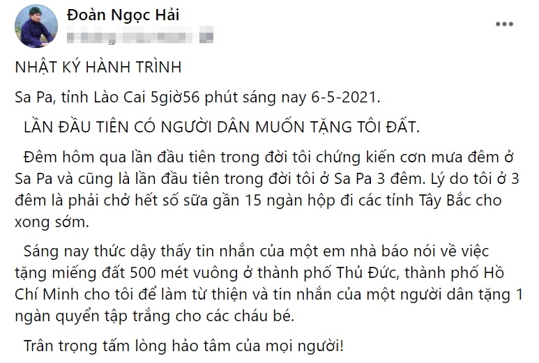Bài đăng của ông Đoàn Ngọc Hải trên trang cá nhân. Ảnh chụp màn hình Bài đăng của ông Đoàn Ngọc Hải trên trang cá nhân. Ảnh chụp màn hình