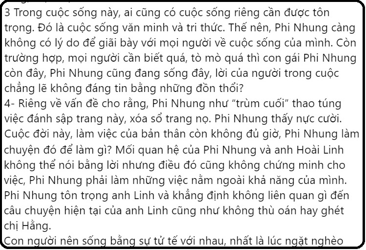 Phi Nhung lên tiếng trước tin đồn bị bà Phương Hằng 'điểm danh', nói về mối quan hệ với Hoài Linh 6 Phi Nhung lên tiếng trước tin đồn bị bà Phương Hằng 'điểm danh', nói về mối quan hệ với Hoài Linh 6