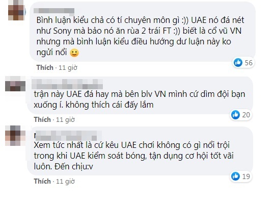 BLV Tạ Biên Cương bị dân mạng chỉ trích dìm UAE xuống đáy, nghe ngao ngán chỉ muốn tắt TV - Ảnh 4 BLV Tạ Biên Cương bị dân mạng chỉ trích dìm UAE xuống đáy, nghe ngao ngán chỉ muốn tắt TV - Ảnh 4