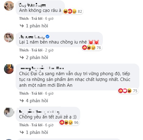 Loạt bình luận của fan dành cho Sơn Tùng sau khi anh tái xuất trên mạng xã hội. Ảnh chụp màn hình