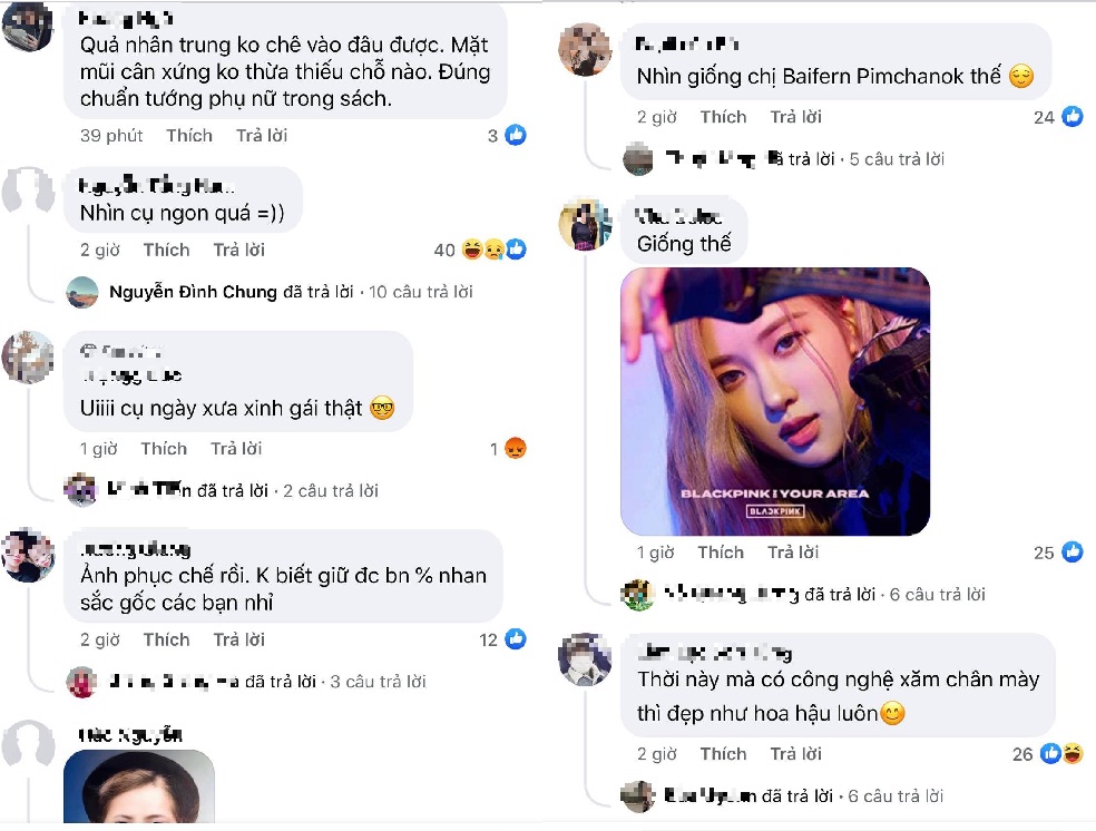 Cơn mưa lời khen dành cho vẻ đẹp của cụ bà. Ảnh chụp màn hình