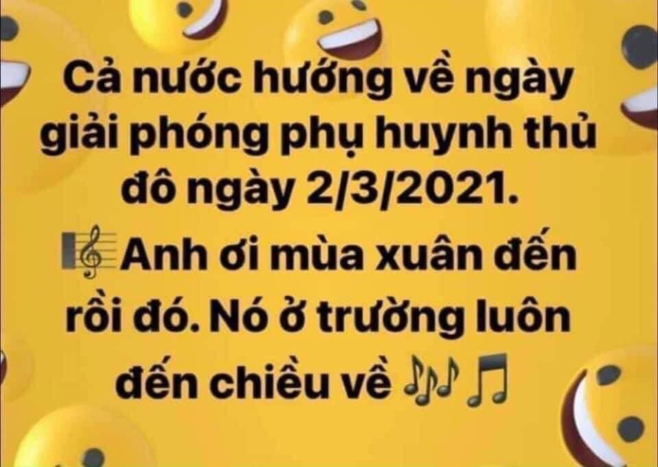 Phổ nhạc luôn cho tâm trạng khi nghe tin con đi học trở lại. Ảnh: Facebook