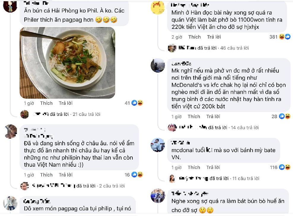 Cộng đồng mạng Việt Nam 'phản pháo' khi bị nói nghèo không đủ tiền ăn đồ ăn nhanh. Ảnh chụp màn hình