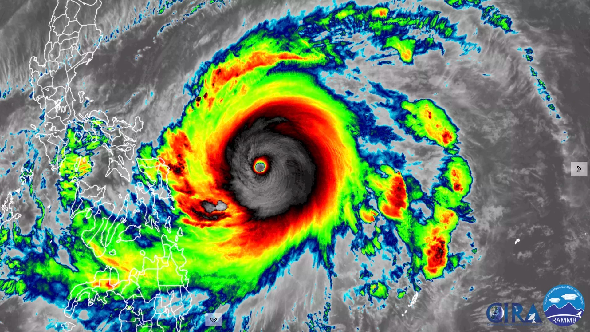 Siêu bão Surigae nhìn từ vệ tinh. Ảnh: RAMMB