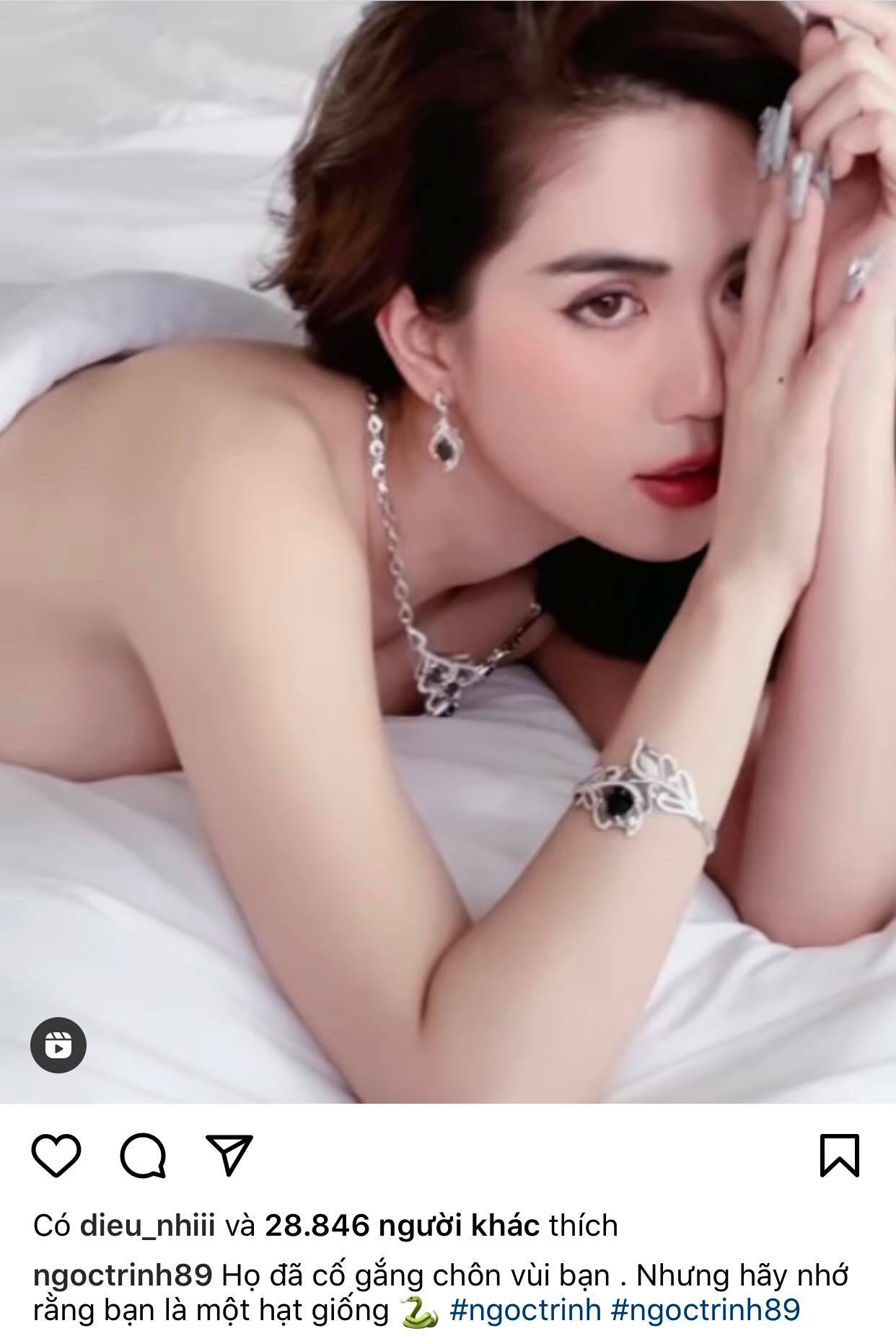 Ngọc Trinh ẩn ý đáp trả Nathan Lee. Dưới bài đăng rất nhiều người đã bênh vực, ủng hộ cô nàng. Ảnh: IGNV