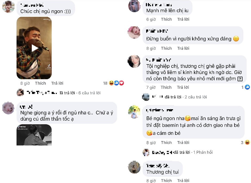 Người hâm mộ vào an ủi Du Uyên sau khi Đạt G thừa nhận đang qua lại với Cindy Lư. Ảnh chụp màn hình Người hâm mộ vào an ủi Du Uyên sau khi Đạt G thừa nhận đang qua lại với Cindy Lư. Ảnh chụp màn hình