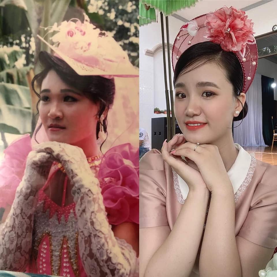 Bác gái thời trẻ giống như một mỹ nhân trong ảnh lịch. Cô gái bây giờ cũng rất xinh đẹp. Có thể thấy cô được thừa hưởng mọi nét đẹp từ mẹ. Ảnh: K.S.C