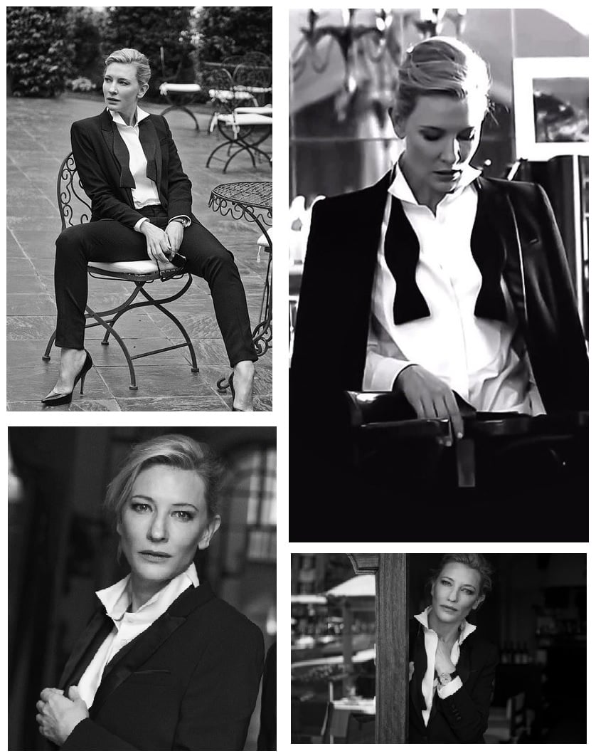 Cate Blanchett (1969). Một khán giả từng nhận xét Cate dù mặc vest thì thần thái của cô vẫn đủ để đè bẹp 90% nữ giới trên cuộc đời này... Cô ấy sở hữu một vẻ đẹp nữ tính 'siêu ngầu'.