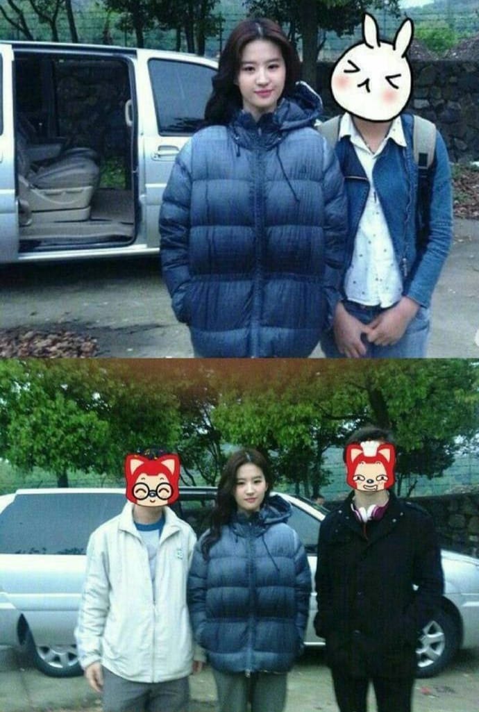 Nếu người bình thường mặc bộ đồ này hẳn sẽ ra tạo hình một bà thím. Lưu Diệc Phi thì khác.