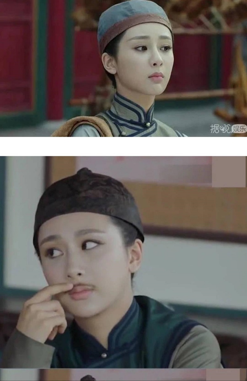 Dương Tử cũng chung số phận tạo hình giả trân như các đàn chị. Trong phim Long Châu Truyền Kỳ, dù có trang điểm nhạt, gắn thêm râu thì cô nàng vẫn lồ lộ nét nữ nhân.