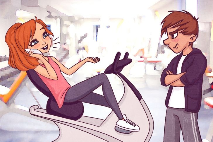 Một số người có hành động buôn điện thoại, bật loa ngoài trong khi tập luyện và điều này khiến những người xung quanh rất khó chịu. Ngoài ra, điều bất lịch sự nữa là bạn bật nhạc với âm lượng lớn tới mức người khác có thể nghe thấy.