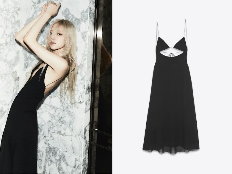 Chiếc váy 2 dây gợi cảm và tinh tế, làm từ chất liệu Crepe Viscose giúp Rosé khoe được tấm lưng nuột nà của mình. Dù rất đơn giản nhưng bộ váy trị giá tới 2.490 USD (hơn 56 triệu đồng).