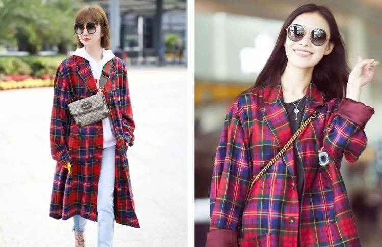 Với chiếc áo khoác caro đỏ này, cả Cảnh Điềm và Nghê Ni đều mặc rất hợp. Cảnh Điềm phối với áo len trắng, quần jean, đi giày martin rất ngầu. Nghê Ni thì mặc bên trong một chiếc áo màu đen khiến toàn bộ outfit trông thoải mái, khí chất. Có thể nói đây cũng là cuộc đối đầu bất phân thắng bại.