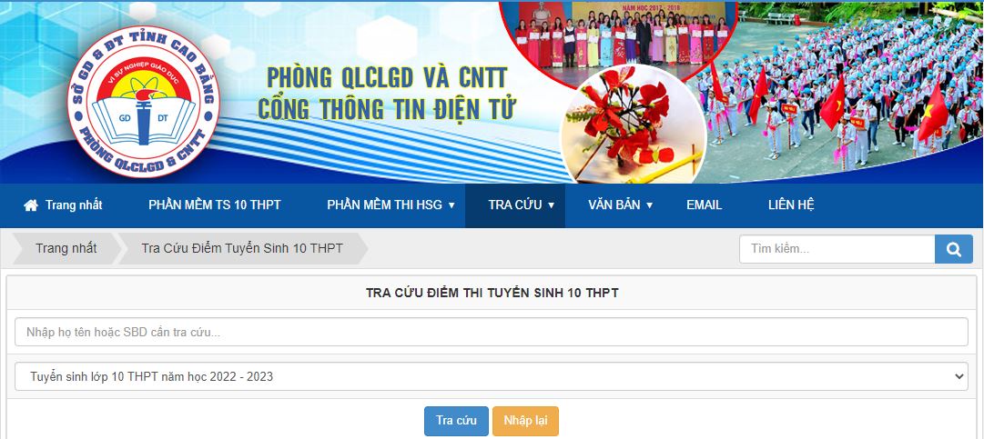 Tra cứu điểm thi lớp 10 tỉnh Cao Bằng năm 2022
