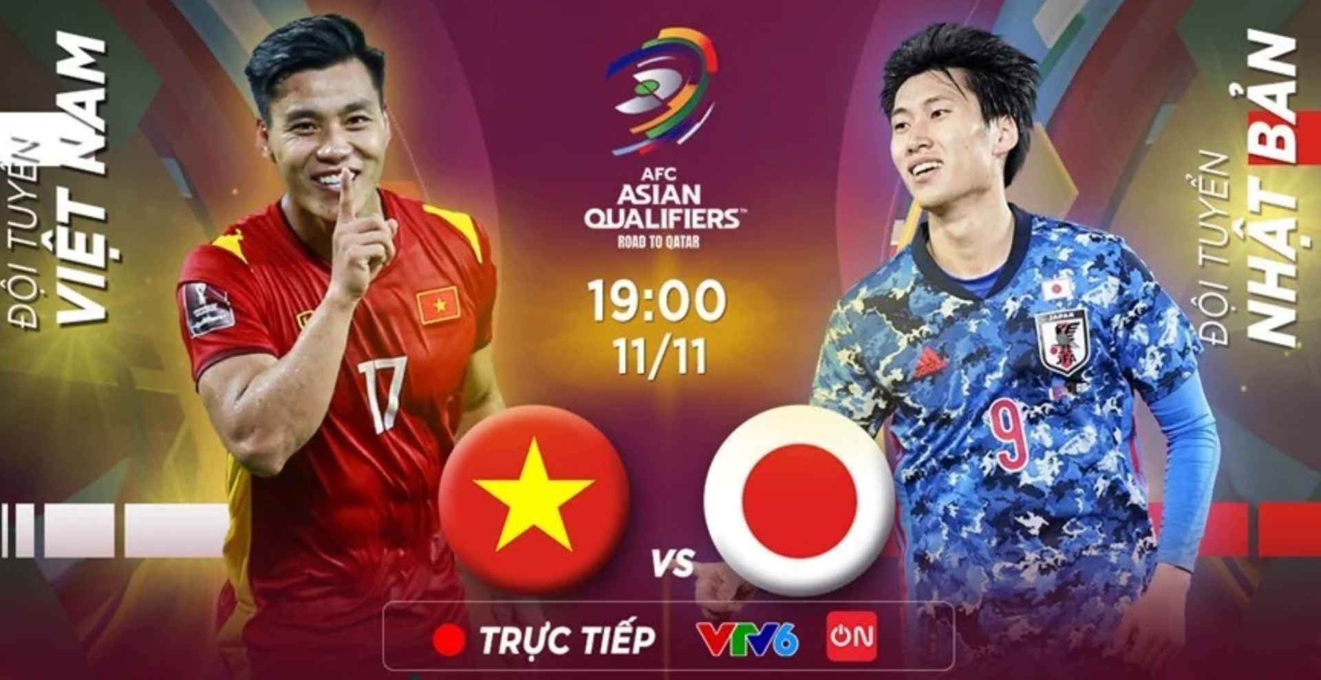 Link xem trực tiếp bóng đá Việt Nam vs Nhật Bản (19h00, 11/11) vòng loại 1 World Cup 2022