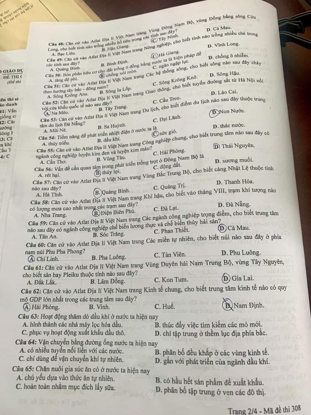 Đề thi Tốt nghiệp THPT 2023 môn Địa lí tất cả các mã đề - Ảnh 7