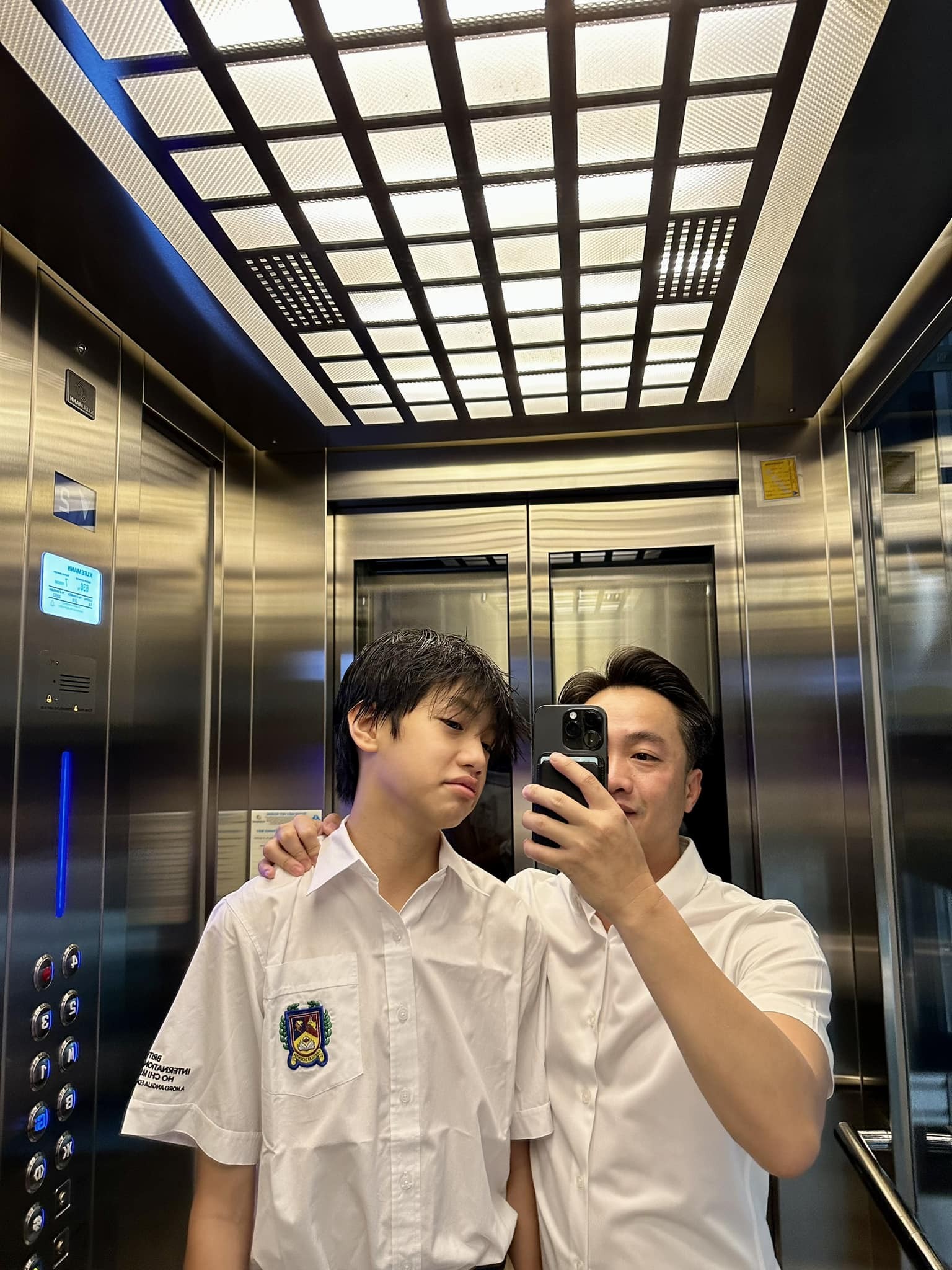 Mới 13 tuổi Subeo đã có chiều cao vượt cả bố. Ảnh: FBNV.