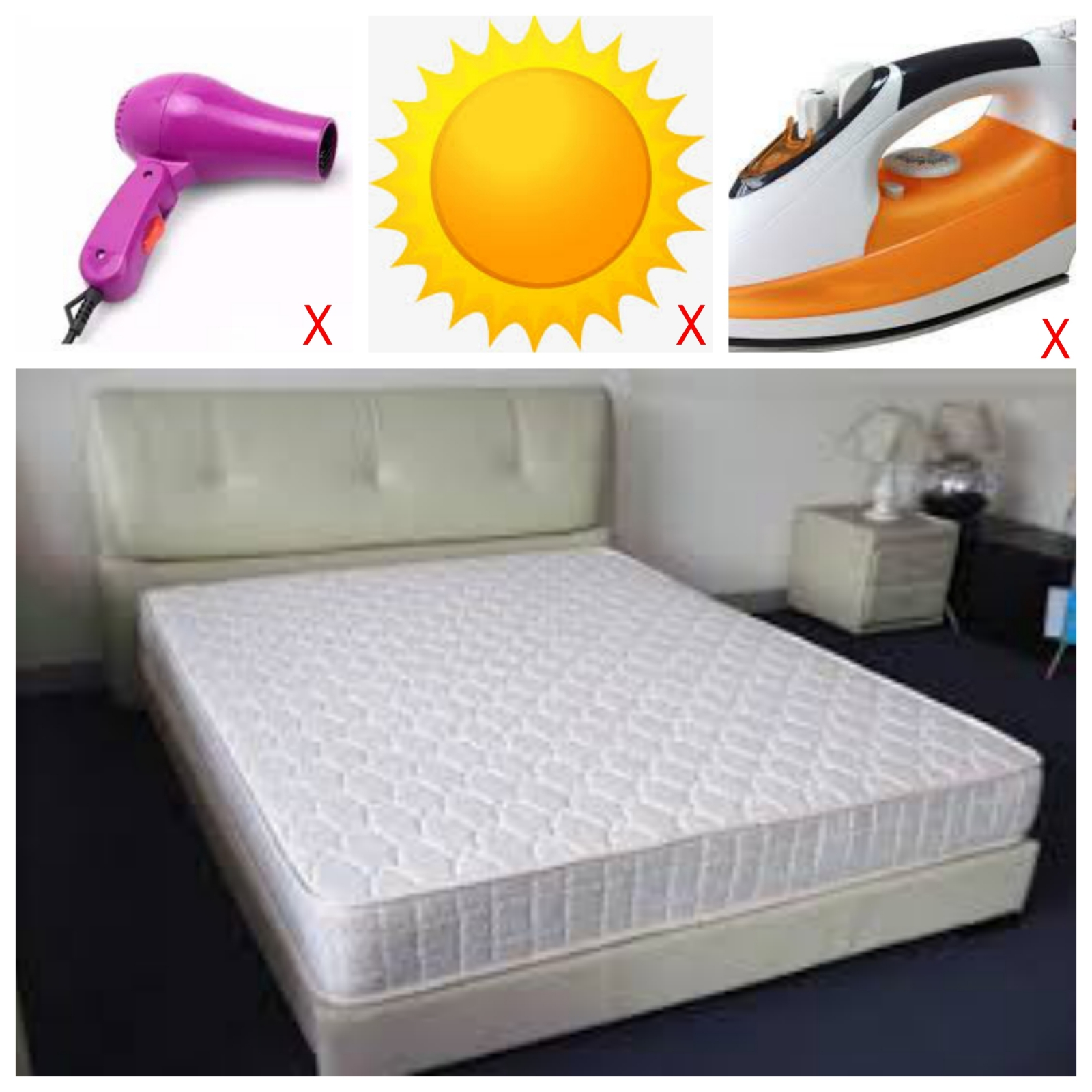 Tránh để nệm tiếp xúc với nhiệt độ cao Tránh để nệm tiếp xúc với nhiệt độ cao