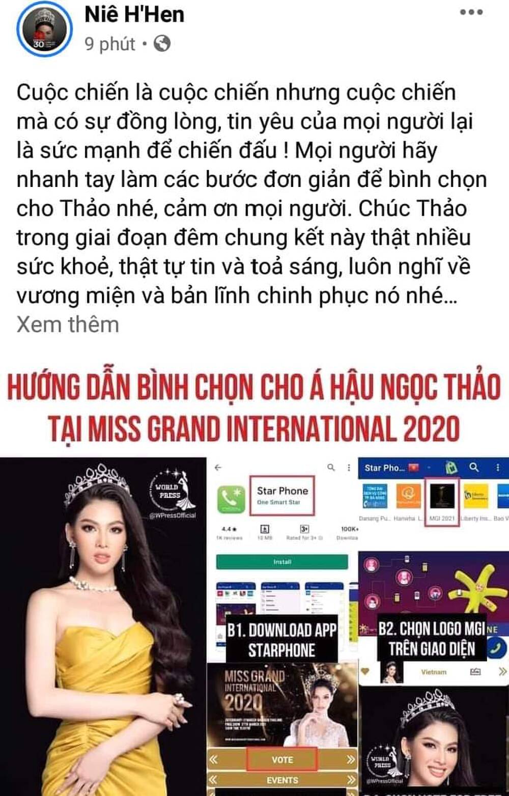 H’Hen Niê, Khánh Vân, Minh Tú kêu gọi dân tình vote cho Ngọc Thảo tại Miss Grand 2020, chiến thắng chẳng còn xa - Ảnh 3 H’Hen Niê, Khánh Vân, Minh Tú kêu gọi dân tình vote cho Ngọc Thảo tại Miss Grand 2020, chiến thắng chẳng còn xa - Ảnh 3