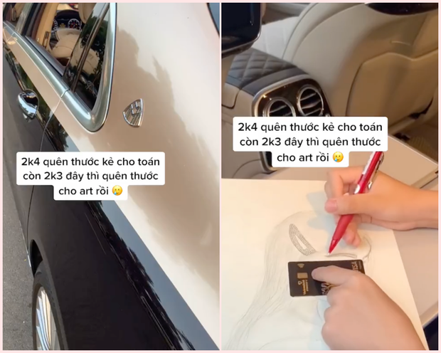 Dùng thước kẻ bằng thẻ đen trên con Maybach. Ảnh: Internet Dùng thước kẻ bằng thẻ đen trên con Maybach. Ảnh: Internet