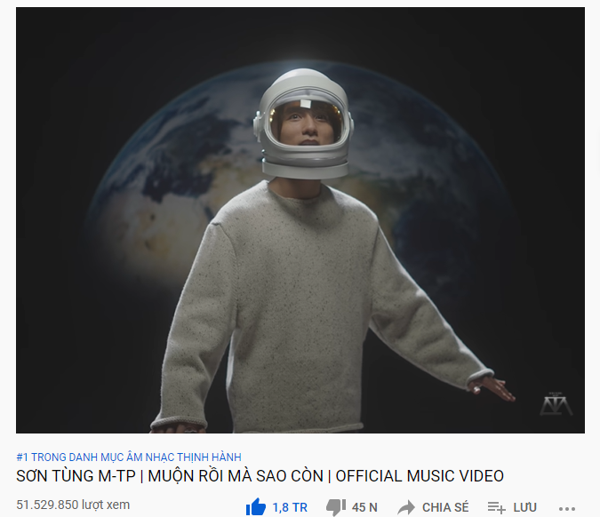 'Muộn rồi mà sao còn' của Sơn Tùng MTP vượt mặt cả Billie Eilish và ITZY, trở thành MV số một thế giới trong tuần qua - Ảnh 1 'Muộn rồi mà sao còn' của Sơn Tùng MTP vượt mặt cả Billie Eilish và ITZY, trở thành MV số một thế giới trong tuần qua - Ảnh 1