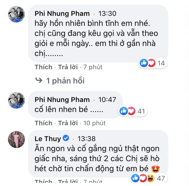 Dàn sao Việt nô nức gửi lời động viên sức khỏe và chúc mừng màn trình diễn ấn tượng của Khánh Vân tại đêm thi Bán kết. Ảnh chụp màn hình Dàn sao Việt nô nức gửi lời động viên sức khỏe và chúc mừng màn trình diễn ấn tượng của Khánh Vân tại đêm thi Bán kết. Ảnh chụp màn hình