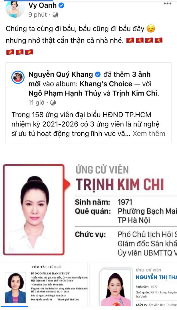 Tổng kết ngày Bầu cử của sao Việt: Vy Oanh bầu bí nhưng vô cùng hăng hái, Xuân Bắc, Tiểu Vy nhập ‘team dậy sớm’, Khánh Vân ở phương xa vẫn không quên hưởng ứng - Ảnh 5 Tổng kết ngày Bầu cử của sao Việt: Vy Oanh bầu bí nhưng vô cùng hăng hái, Xuân Bắc, Tiểu Vy nhập ‘team dậy sớm’, Khánh Vân ở phương xa vẫn không quên hưởng ứng - Ảnh 5