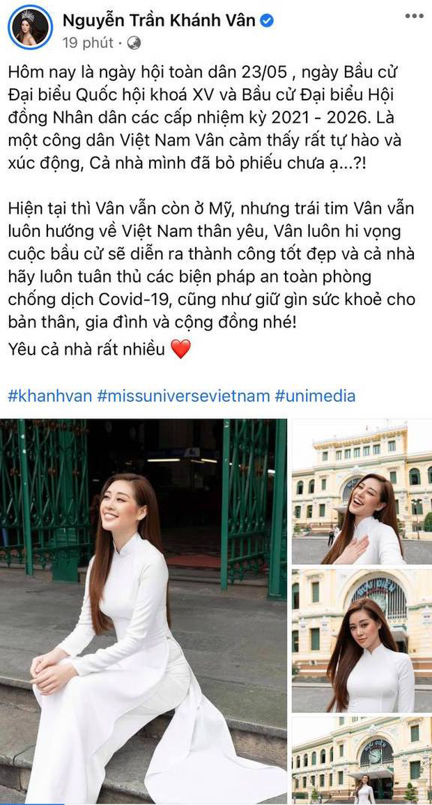 Tổng kết ngày Bầu cử của sao Việt: Vy Oanh bầu bí nhưng vô cùng hăng hái, Xuân Bắc, Tiểu Vy nhập ‘team dậy sớm’, Khánh Vân ở phương xa vẫn không quên hưởng ứng - Ảnh 4 Tổng kết ngày Bầu cử của sao Việt: Vy Oanh bầu bí nhưng vô cùng hăng hái, Xuân Bắc, Tiểu Vy nhập ‘team dậy sớm’, Khánh Vân ở phương xa vẫn không quên hưởng ứng - Ảnh 4