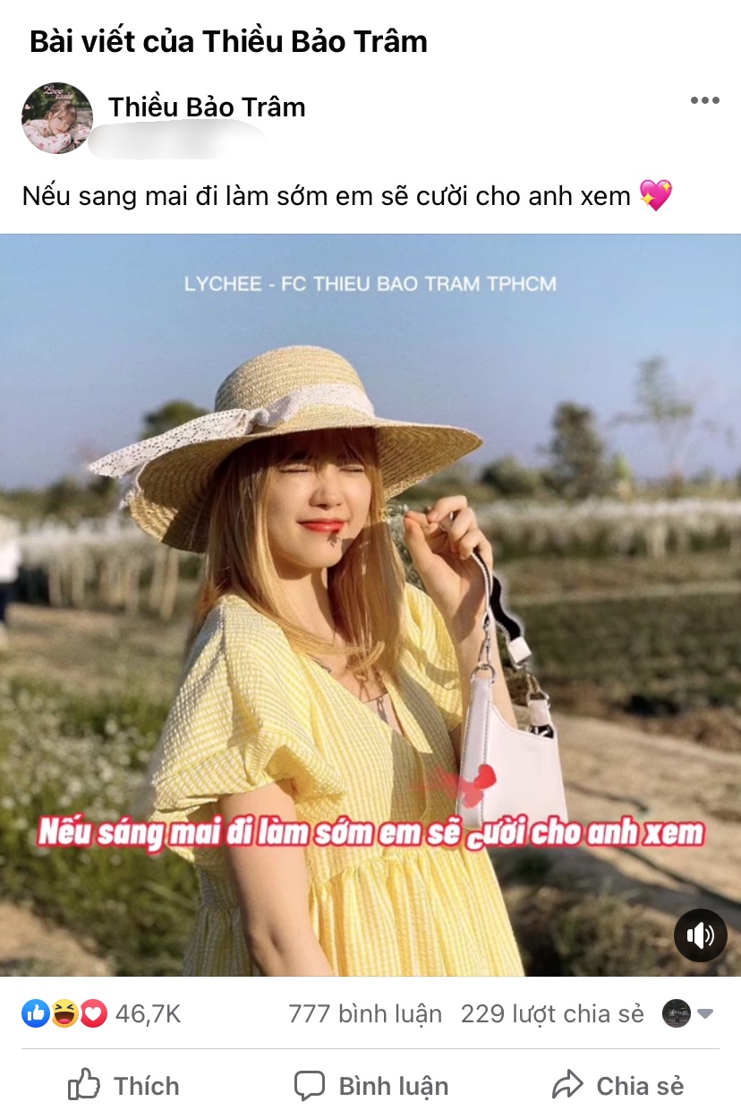 Nội dung bài đăng của Thiều Bảo Trâm khiến netizen rần rần thích thú. Ảnh chụp màn hình Nội dung bài đăng của Thiều Bảo Trâm khiến netizen rần rần thích thú. Ảnh chụp màn hình