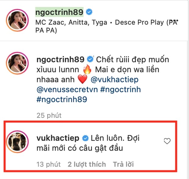 Ngọc Trinh cũng từng hé lộ chuyện dọn về ở chung với Vũ Khắc Tiệp và ông bầu liền lập tức đồng ý Ngọc Trinh cũng từng hé lộ chuyện dọn về ở chung với Vũ Khắc Tiệp và ông bầu liền lập tức đồng ý