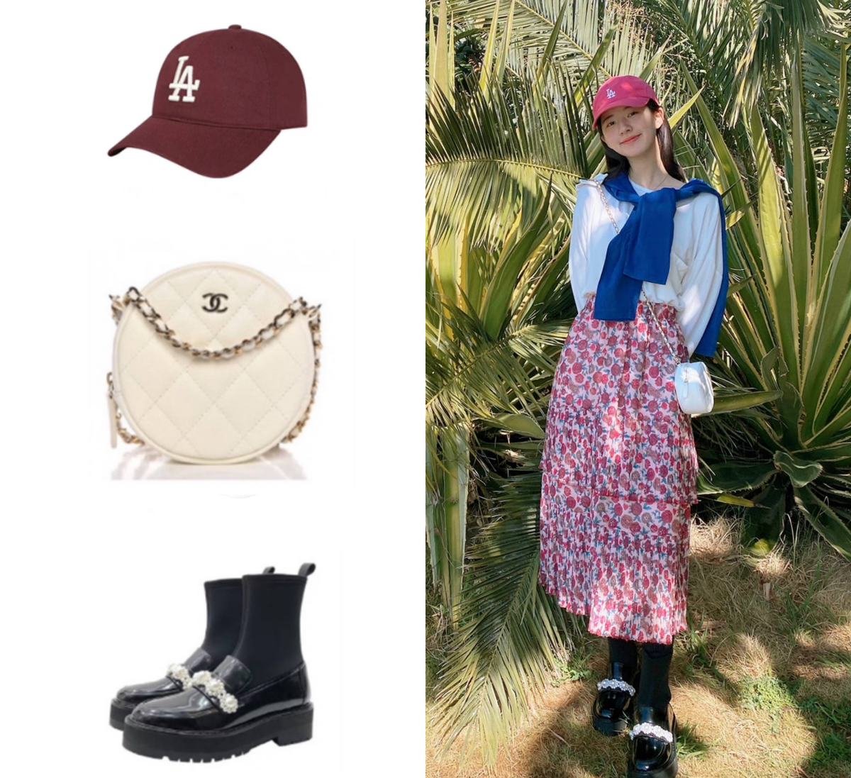 Mũ lưỡi trai của MLB, túi Chanel và boots từ hãng Bubufeifei Mũ lưỡi trai của MLB, túi Chanel và boots từ hãng Bubufeifei