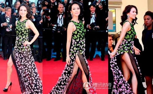 Chương Tử Di vốn có kinh nghiệm chinh chiến thảm đỏ dày như vậy, mà vẫn 'dính chưởng' bởi chiếc váy xẻ quá tay.