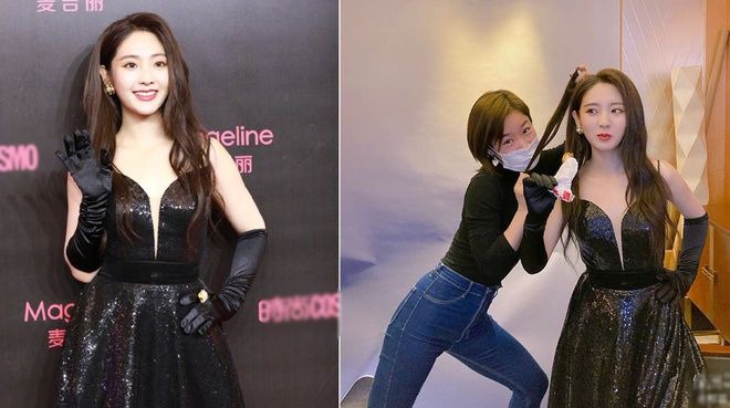 Phần nẹp tóc giả 'phản chủ' rơi xuống khiến Hình Phi vội vàng bắt lấy tóc, mặt lộ rõ vẻ bối rối, ngại ngùng.