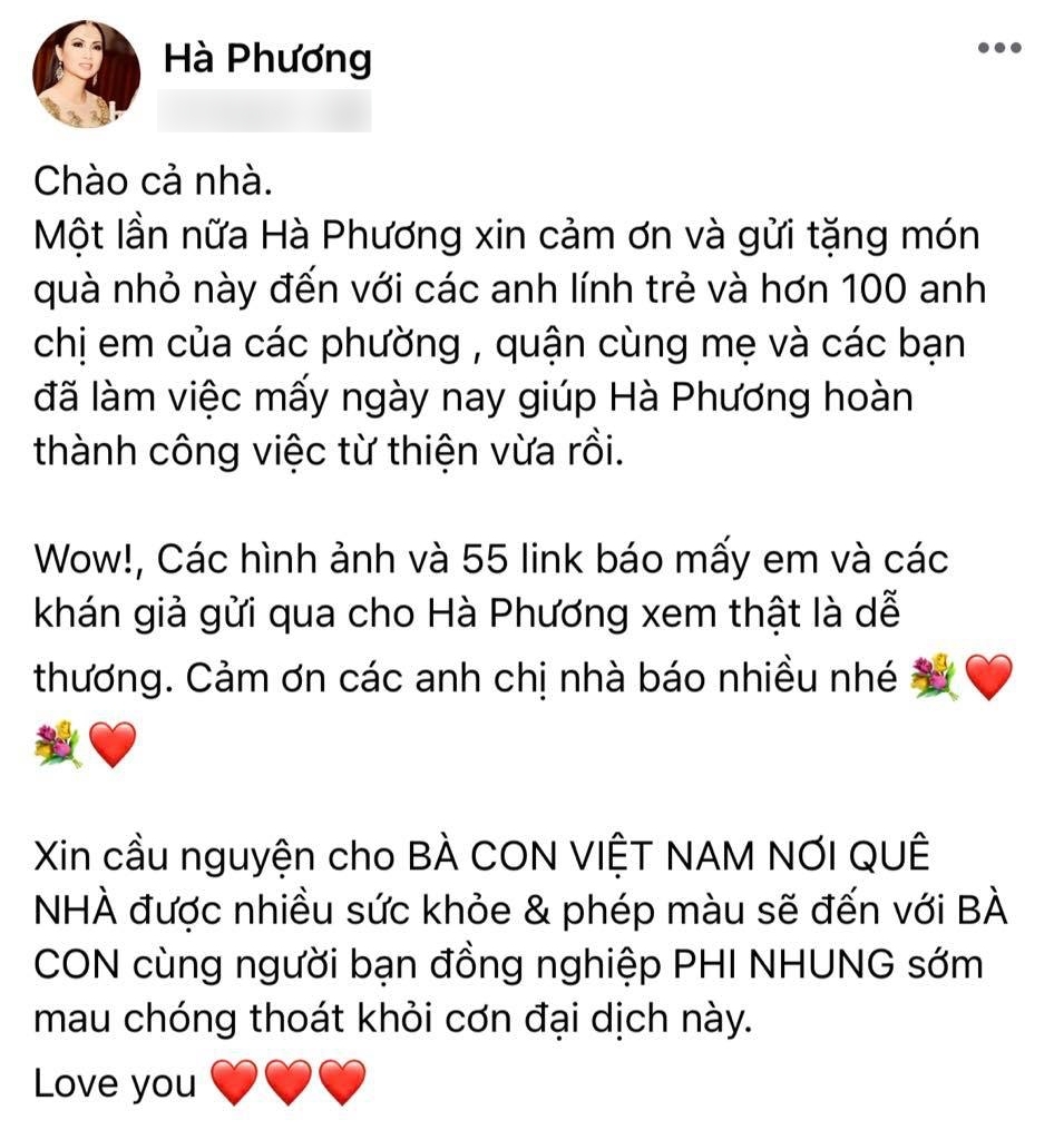 Bài cảm ơn của ca sĩ Hà Phương Bài cảm ơn của ca sĩ Hà Phương
