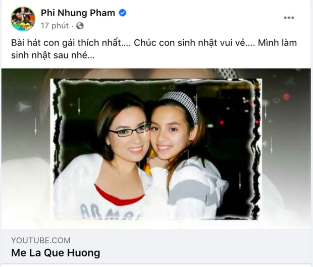Phi Nhung mong muốn được cùng con đón sinh nhật tuổi mới, tự tay chuẩn bị cánh kem cho gái yêu. Tuy nhiên, ước nguyện chưa thành chị đã mãi mãi ra đi Phi Nhung mong muốn được cùng con đón sinh nhật tuổi mới, tự tay chuẩn bị cánh kem cho gái yêu. Tuy nhiên, ước nguyện chưa thành chị đã mãi mãi ra đi