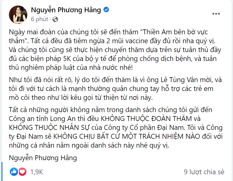 CEO Phương Hằng tuyên bố có công an đi cùng để 'thăm' Tịnh Thất Bồng Lai 3