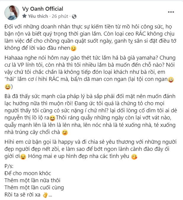 Vy Oanh đăng đàn tố: CEO RÁC 3 Vy Oanh đăng đàn tố: CEO RÁC 3