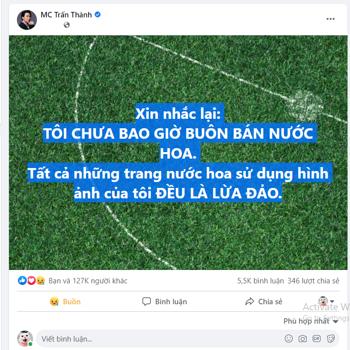 Ồn ào này chưa qua, lùm xùm khác lại tới, tối qua Trấn Thành bất ngờ đăng tải bài viết tố bị kẻ xấu sử dụng hình ảnh trái phép để bán nước hoa Ồn ào này chưa qua, lùm xùm khác lại tới, tối qua Trấn Thành bất ngờ đăng tải bài viết tố bị kẻ xấu sử dụng hình ảnh trái phép để bán nước hoa