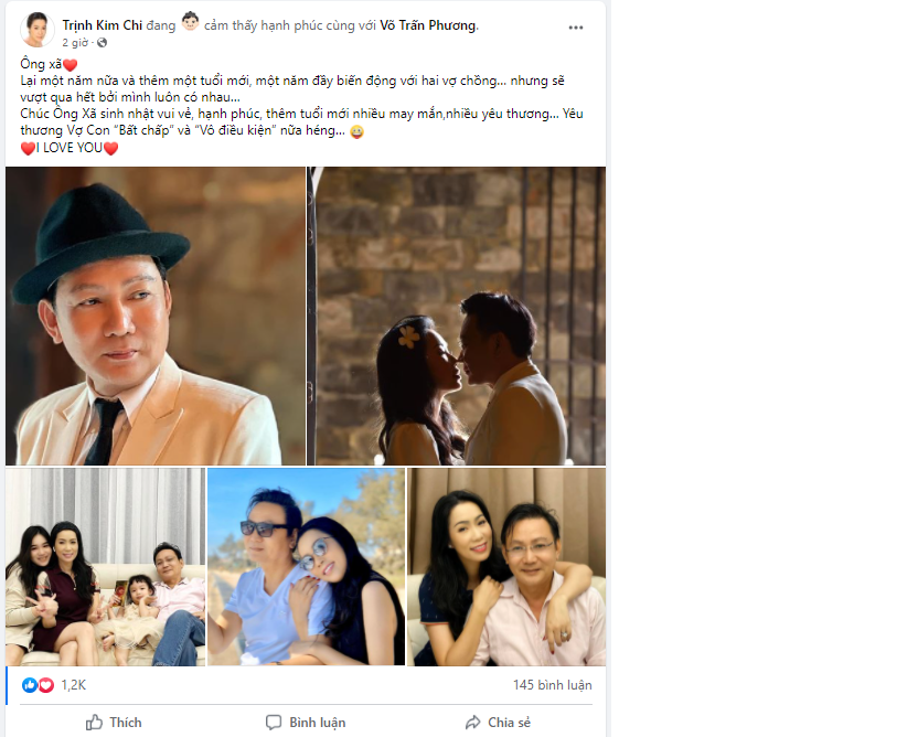 Trịnh Kim Chi gửi lời chúc mừng sinh nhật đến chồng, đồng thời tổng kết năm 2021 với đầy rẫy biến động
