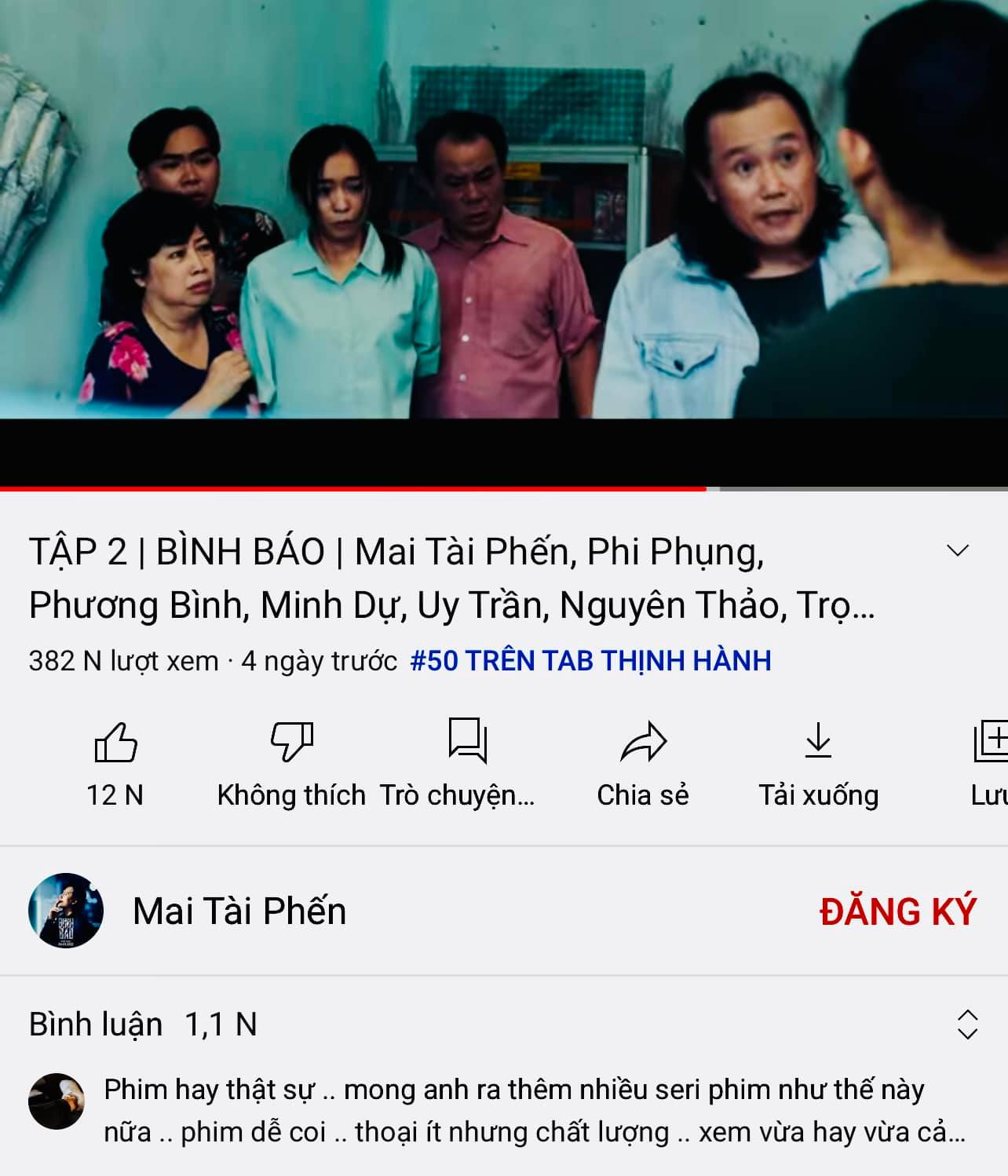 Mai Tài Phến vui mừng thông báo dự án đã lọt top thịnh hành trên nền tảng Youtube. Nam nghệ sĩ không quên gửi lời cảm ơn đến sự ủng hộ của khán giả