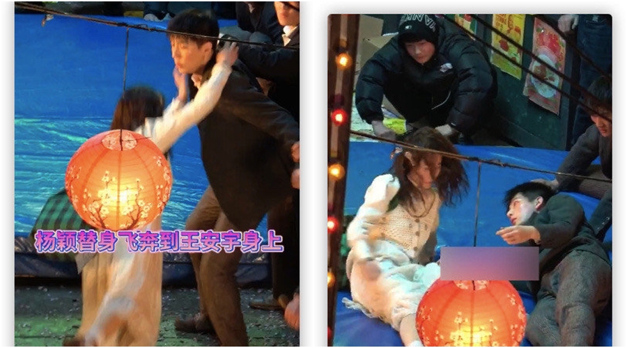 Mới đây, các blogger đã đăng tải một đoạn video ngắn trên phim trường 'Mạn Ảnh Tầm Tung' lên weibo. Cụ thể, trong video, đoàn phim đang thực hiện cảnh quay Angelababy và Vương An Vũ cùng nhau ngã xuống đất với khoảng cách gần, bên dưới có thảm đệm để đỡ. Với cảnh quay được netizen đánh giá dễ như ăn kẹo, nhưng Angela Baby lại phải lựa chọn người thế thân. CDM hiện đang 'ném đá' kịch liệt nữ diễn viên.