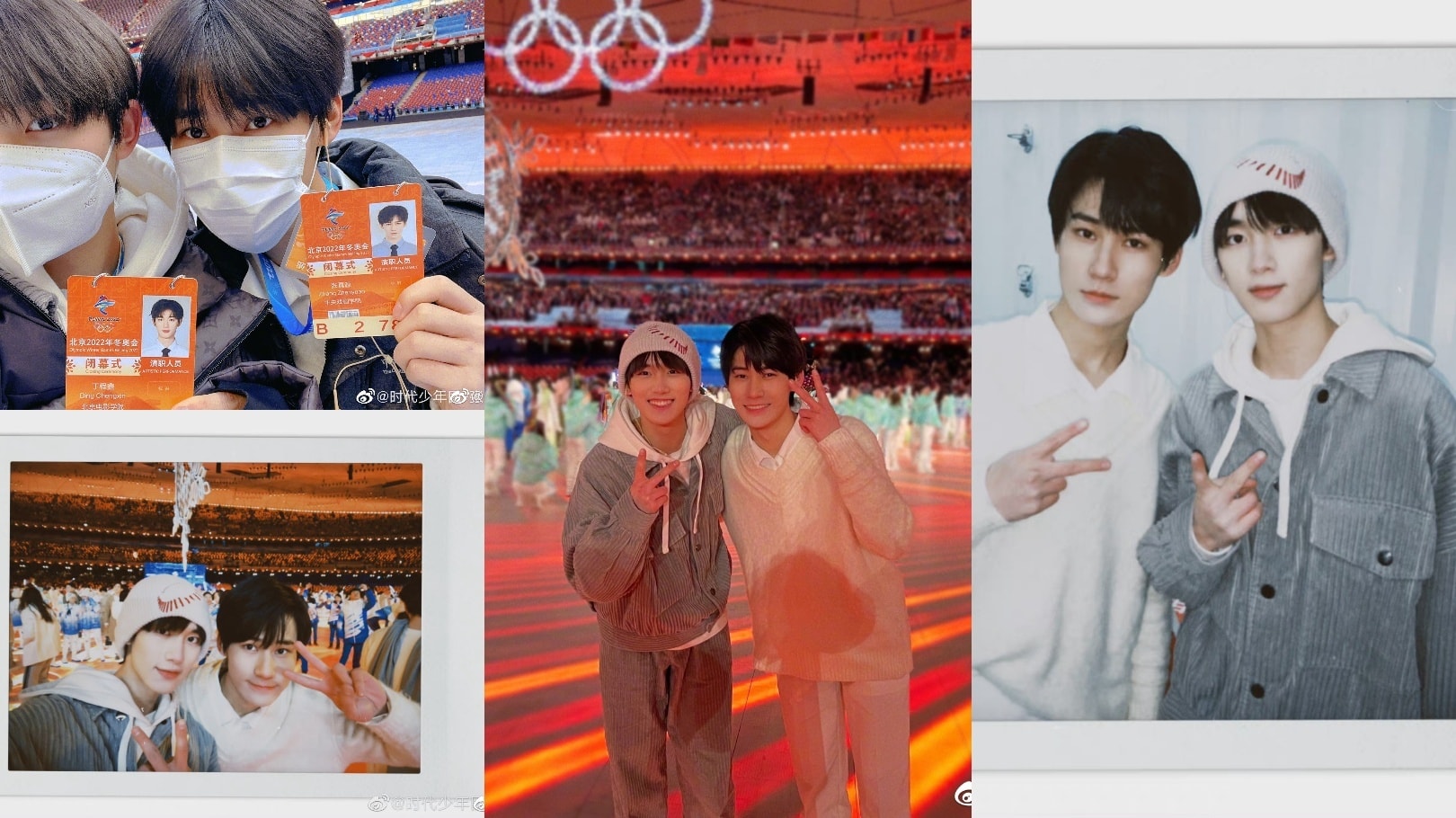 Đinh Trình Hâm và Trương Chân Nguyên chụp ảnh tại lễ bế mạc Olympic mùa đông Bắc Kinh 2022