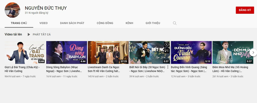 Bầu Thụy lập hẳn một kênh Youtube mang tên riêng của mình, tuy nhiên tất cả những nội dung đăng tải đều liên quan đến Hồ Văn Cường