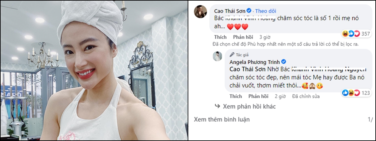 Màn tương tác 'ngọt sâu răng' của  Angela Phương Trinh và Cao Thái Sơn khiến dân tình cho rằng cả hai đã có 'tin vui'