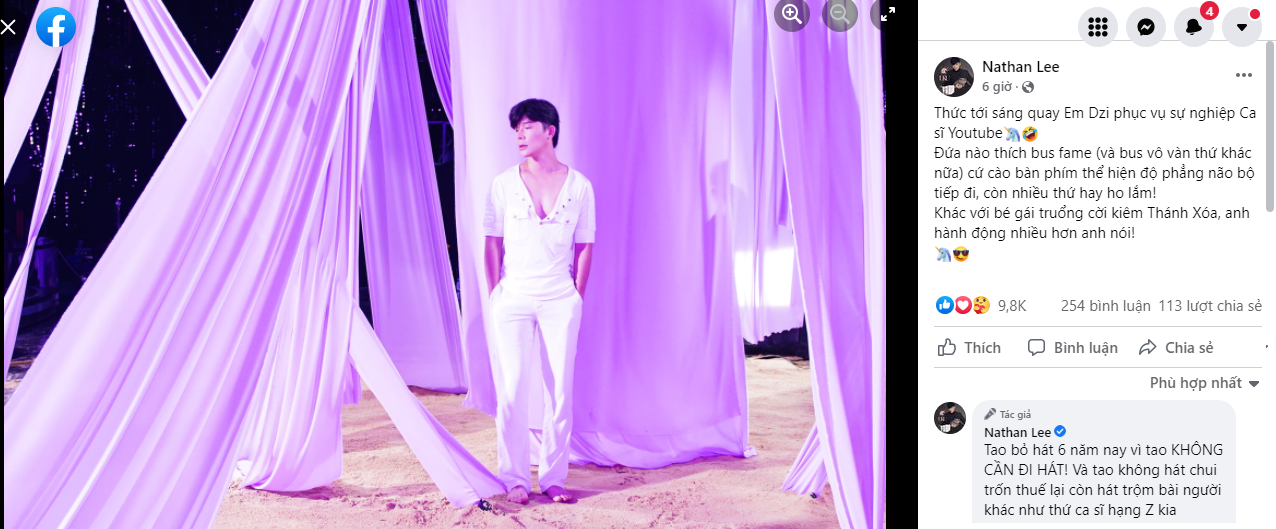 Nathan Lee đăng bài ẩn ý cà khịa Cao Thái Sơn