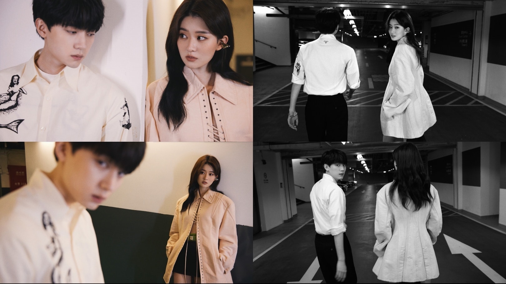 Chu Dực Nhiên đăng ảnh chụp cùng Kiều Hân trong một hoạt động của Prada, nam ngôi sao viết: 'Giả vờ cùng quay một bộ phim điện ảnh với chị Kiều Hân'