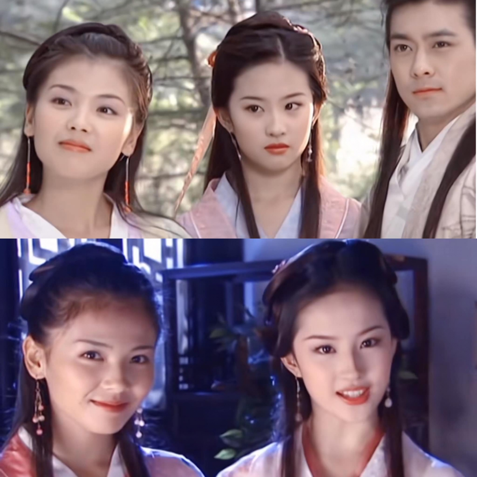 Hôm nay cư dân mạng lục lại khoảnh khắc Đoàn Dự - Vương Ngữ Yên - A Châu (Lâm Chí Dĩnh - Lưu Diệc Phi - Lưu Đào) cùng khung. Ai nấy đều hết lời khen ngợi bộ 3 visual trong Thiên Long Bát Bộ bản 2003.