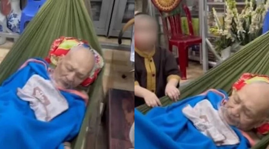 'Thầy ông nội' thất thần nằm trên võng, ngoại hình xanh xao, hốc hác trông thấy trong một clip do đệ tử đăng tải mới đây